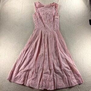 Tailored Junior Fit & Flare Dress Womens 9 Pastel Pink Pleated Back Zip Cocktail